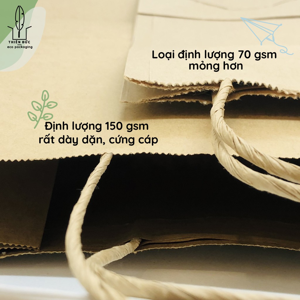 Combo 20 túi giấy xi măng 30x30x15cm kraft Nhật có quai dùng đựng quần áo, quà, thực phẩm