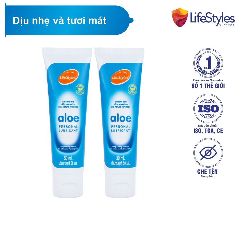 Combo 2 Gel Bôi Trơn Tinh Chất Lô Hội LifeStyles Aloe Lubricant Tạo Cảm Giác Mát Lạnh 50ml