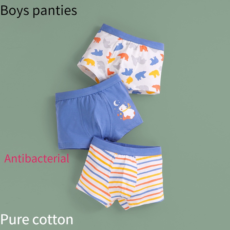 Quần Lót Boxer Cotton Kháng Khuẩn Họa Tiết Hoạt Hình Dễ Thương Cho Bé Trai