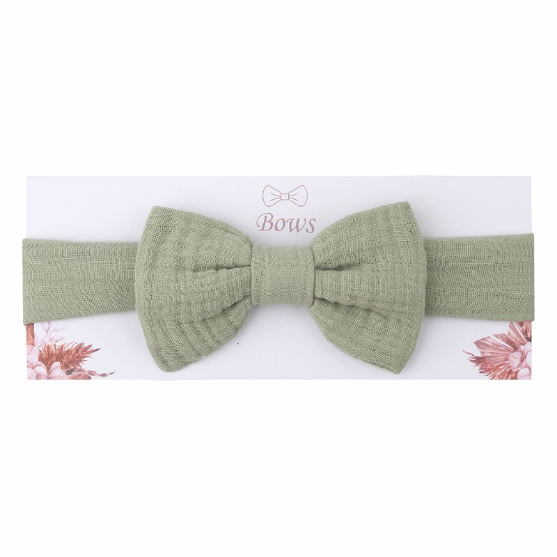 Băng Đô Cài Tóc Vải Cotton Mềm Co Giãn Thắt Nơ Handmade Màu Trơn Kiểu Công Chúa