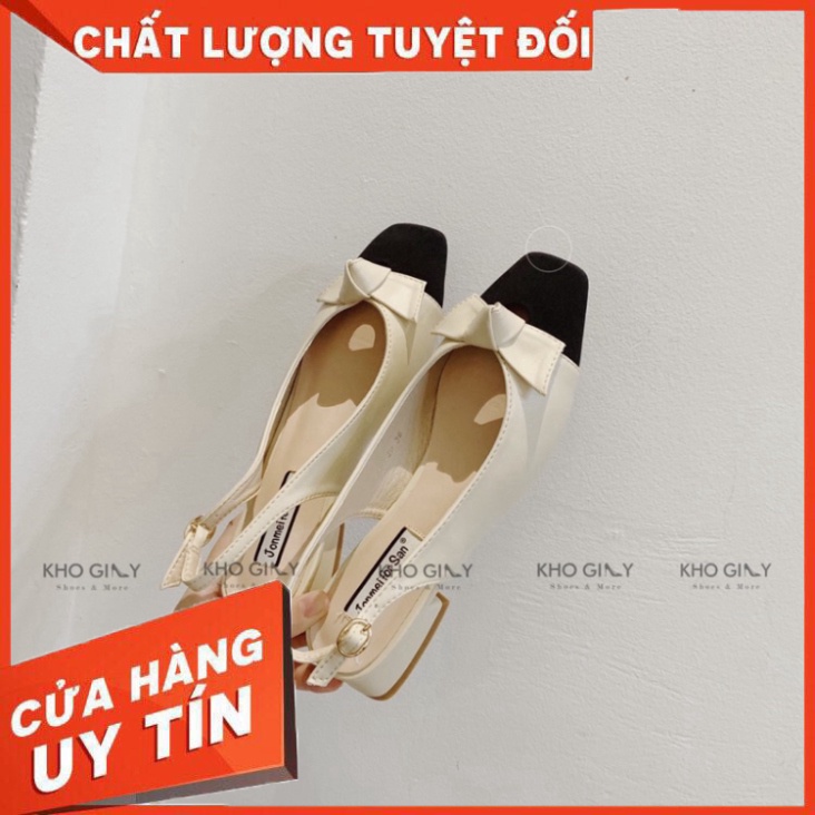 Giày Bupbe cao slingback Nơ khoét G0147 - Hàng nhập khẩu
