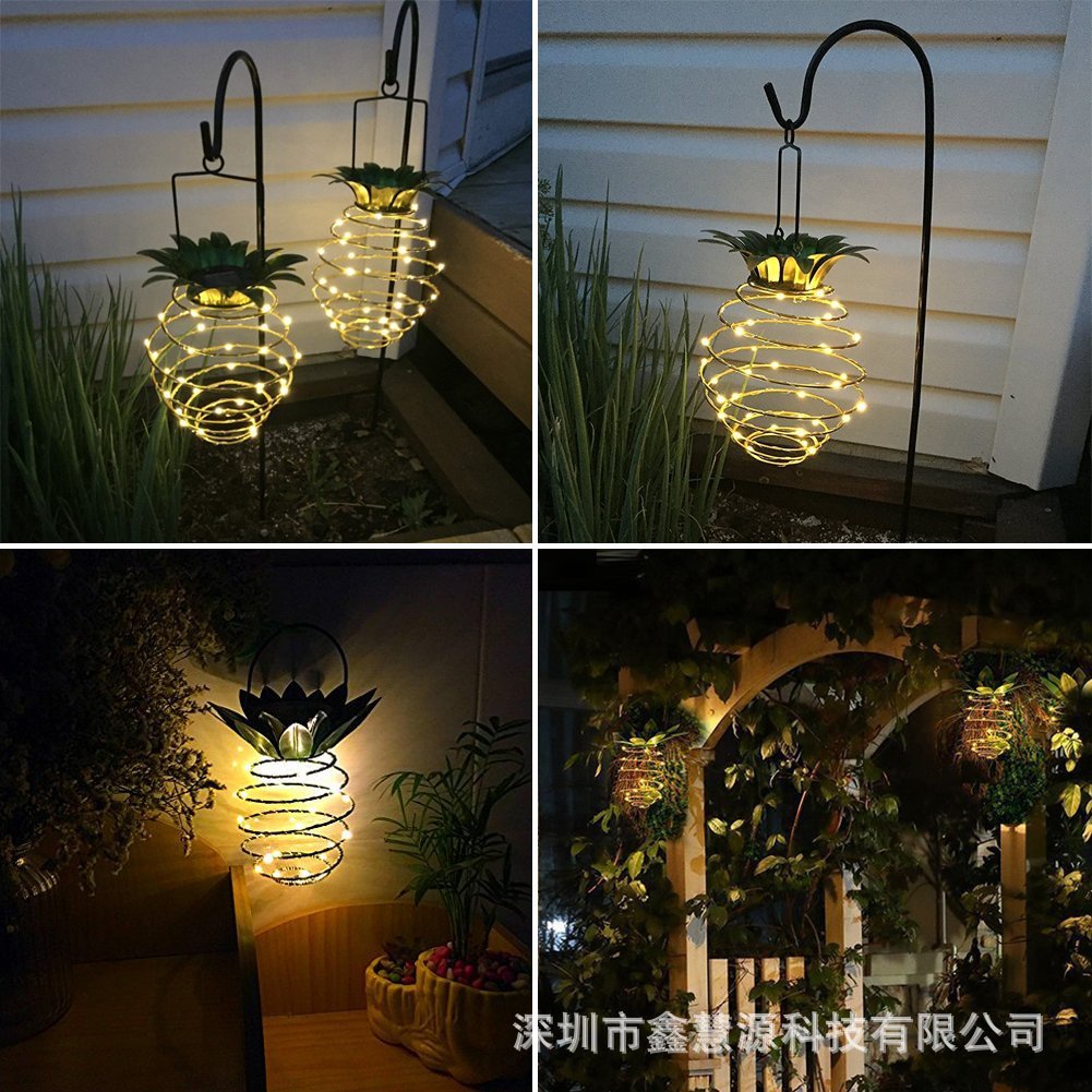 Đèn Led Trang Trí Quả Dứa Đèn Decor Bóng Màu Vàng Ấm Sử Dụng Pin Năng Lượng Mặt Trời Chống Thấm Nước Haochi