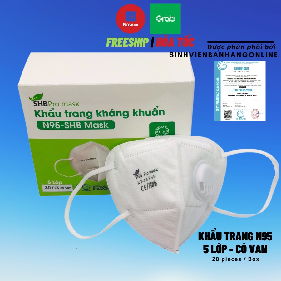 Khẩu Trang N95 CÓ VAN THỞ | 5 Lớp Kháng Khuẩn | An Toàn Chất Lượng | Hàng VNXK