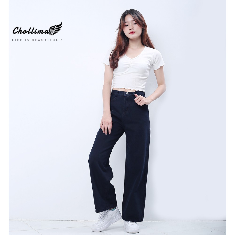 Quần jeans nữ Chollima ống rộng SIMPLE JEAN Unisex vải jean cao cấp chất đẹp QD026