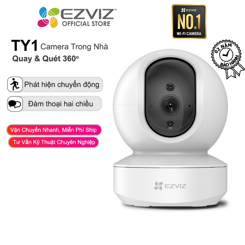 Camera WI-FI Trong nhà EZVIZ TY1-1080P, Smart IR Quan Sát Ban Đêm 10m, Đàm Thoại 2 Chiều, theo Chuyển Động Thông Minh