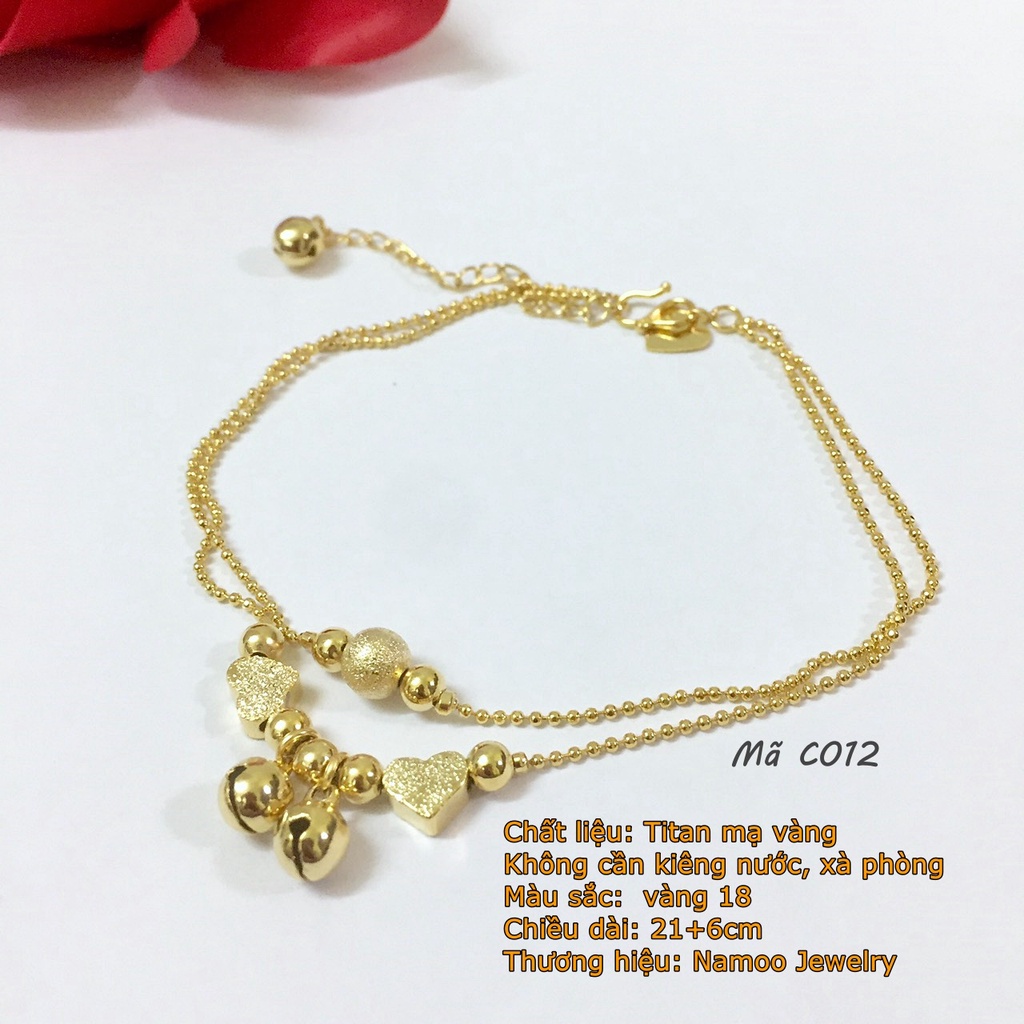 Lắc Chân Titan Nữ C012, Lắc Chân Vàng Nữ Có Lục Lạc kèm tăng đơ tăng giảm Namoo Jewelry