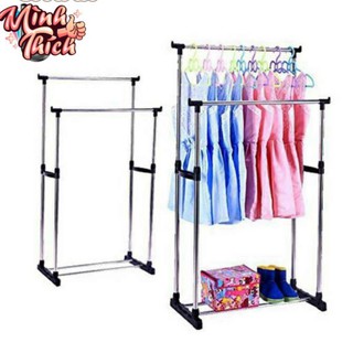 Giá Phơi Quần Áo, Xào Phơi Đồ, Giàn Phơi Inox Thông Minh 2 Tầng Có Bánh Xe Tiện Di Chuyển diengiadungso1 dodungso1