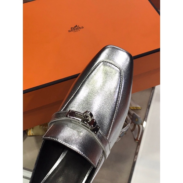 Giày sục gót cao 6cm cao cấp thương hiệu Hermes HM Blossom da thật mẫu mới