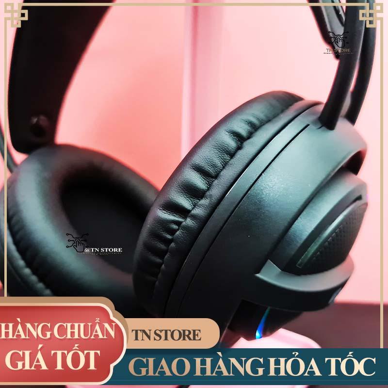 Tai nghe máy tính gaming chụp tai có mic giả rẻ màu đen LED tự đổi màu có dây TN Store TNXL