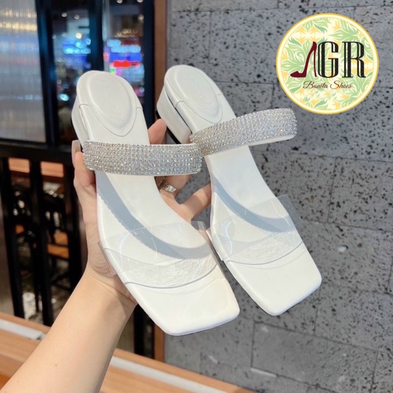 Dép mica phối bản hột đá gót 2 cm ( hàng đẹp)