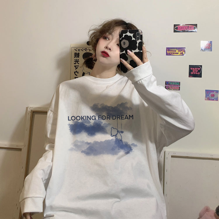 Women Korean Long Sleeve Cloud Printed Blouse | BigBuy360 - bigbuy360.vn