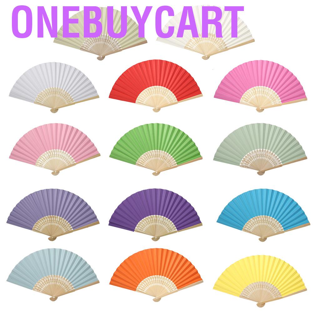 Quạt xếp cầm tay bằng giấy màu và nan tre tự nhiên xinh xắn