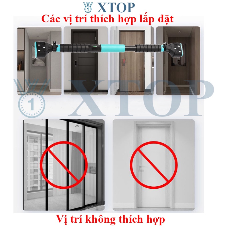 Xà đơn gắn cửa tiện lợi, Xà đơn treo tường đa năng tùy chỉnh kích cỡ 60-130cm XD68