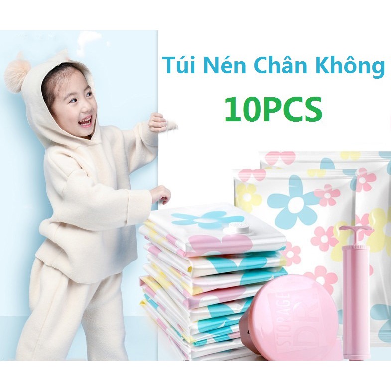 【Giao Hàng Nhanh】【10Pcs+Free Máy bơm】 Túi nén chân không giúp tiết kiệm không gian Túi hút chân không