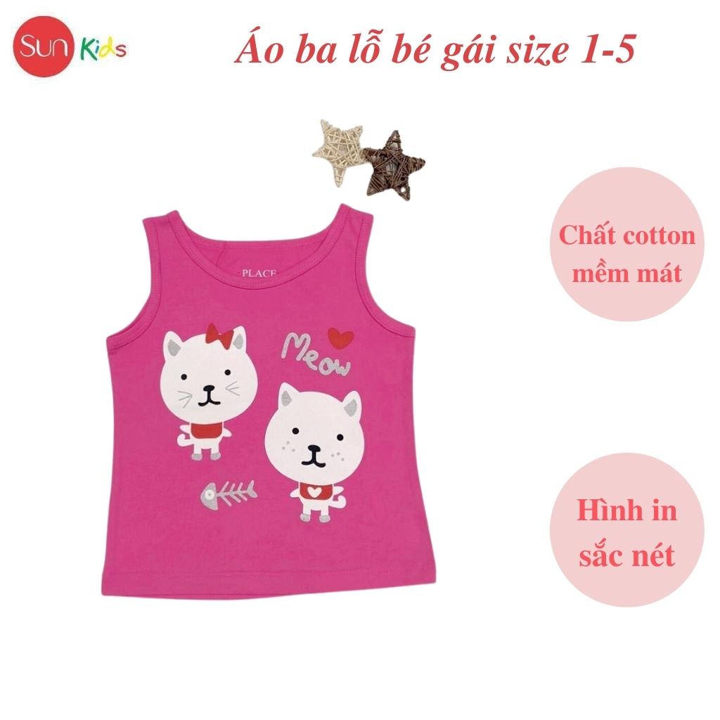 Áo thun bé gái, áo phông bé gái dáng ba lỗ, chất cotton, nhiều màu, size 1-5 - SUNKIDS