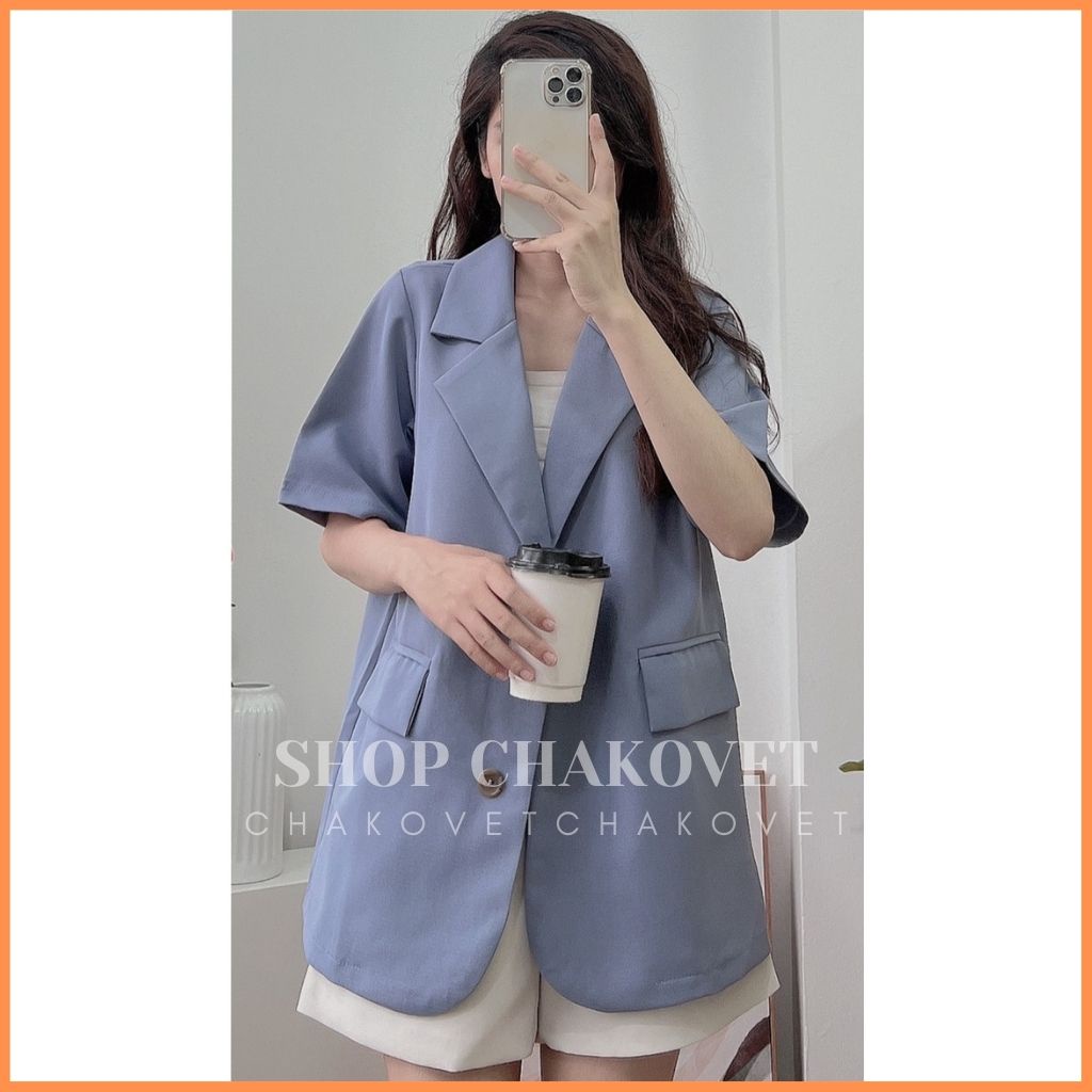Áo vest blazer nữ cộc tay A8313, áo khoác ngoài nữ tay ngắn chất đẹp 1 lớp công sở trẻ trung hàn quốc cao cấp - CHAKOVET
