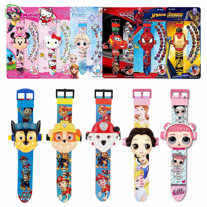 Đồng Hồ Điện Tử Đồ Chơi Có Đèn Led Chiếu Họa Tiết Hoạt Hình Cho Bé