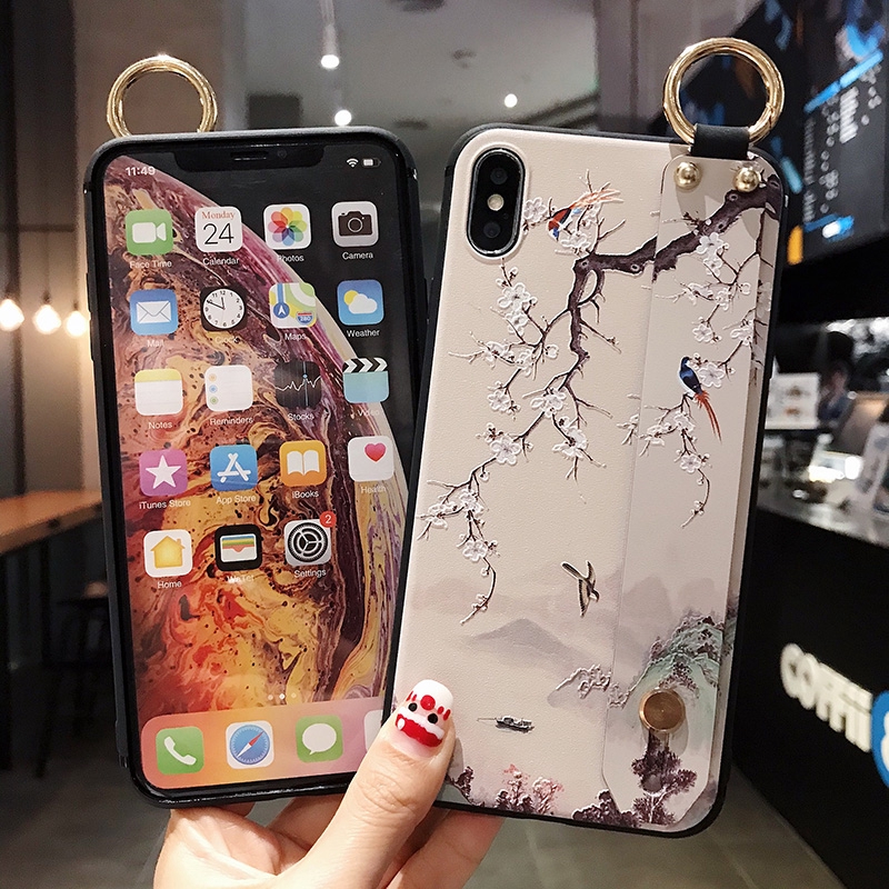 Ốp điện thoại dẻ̉o có dây đeo cổ tay cho iPhone 11 Pro Max X XS Max XR 8 7 6s 6 Plus