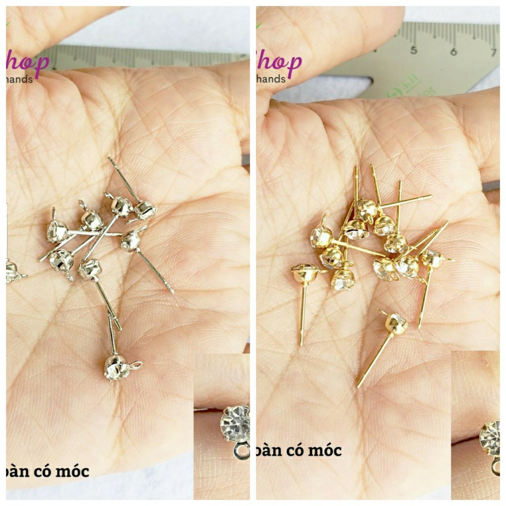 Bông tai đính soàn có móc gắn phụ kiện handmade 16x4mm  gói 10 đôi