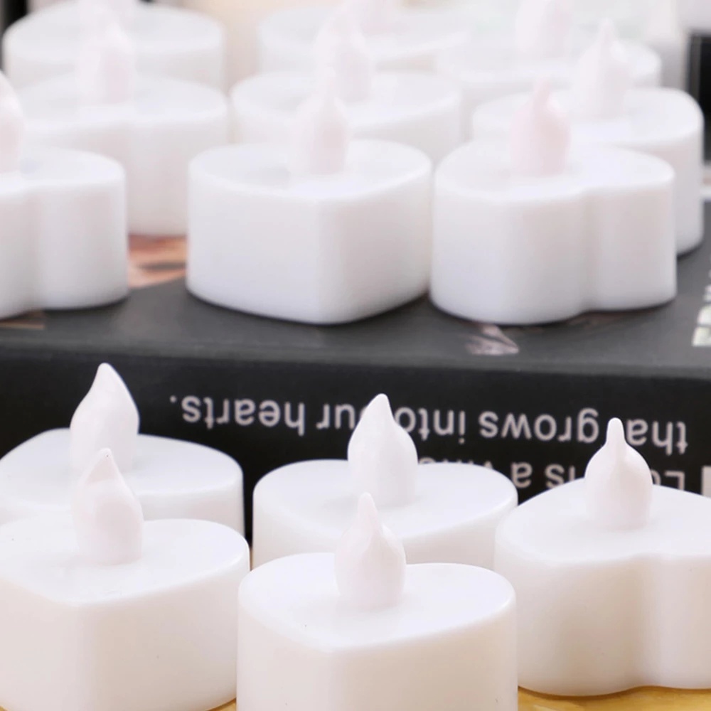 Bộ 10 Đèn LED Nến Không Lửa Tạo Hình Trái Tim Lãng Mạn