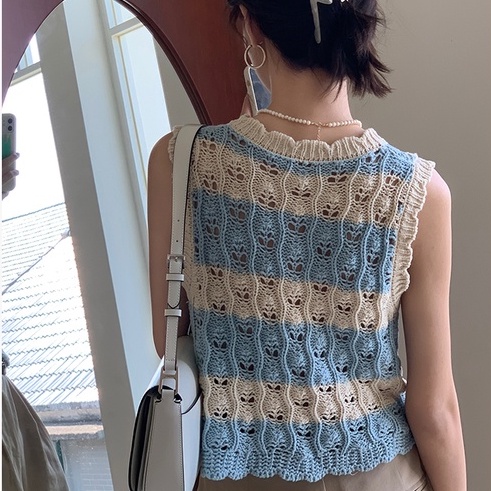 【ZHELIHANGFEI】Áo Thun Tay Ngắn Họa Tiết Sọc Thời Trang Dành Cho Nữ