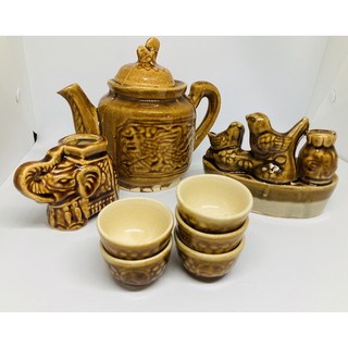 Bộ Bình Trà gốm sứ Nam Bộ 8 món - Cửa hàng Gốm Hoa Mai chuyên hàng chén bát gốm sứ xưa