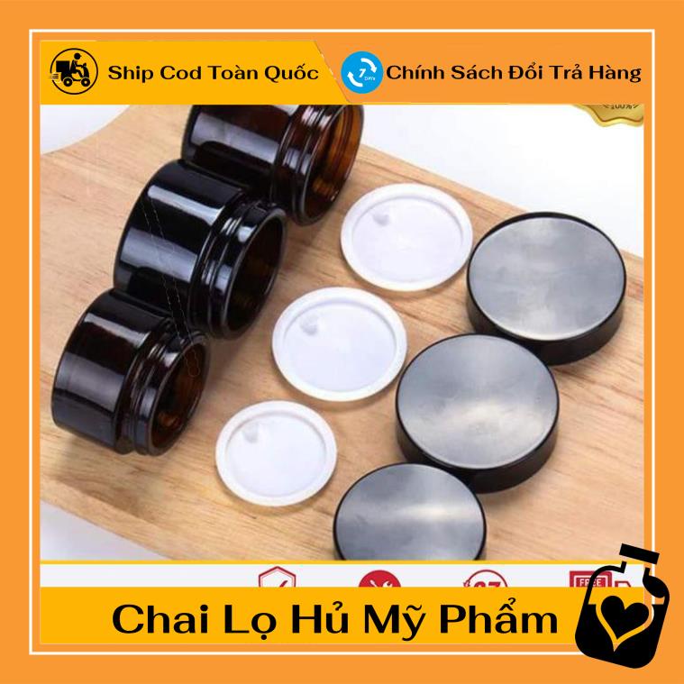 Hủ Đựng Kem ❤ TOP GIÁ RẺ ❤ Hũ đựng kem thủy tinh nâu 30g,50g chiết mỹ phẩm , , phụ kiện du lịch