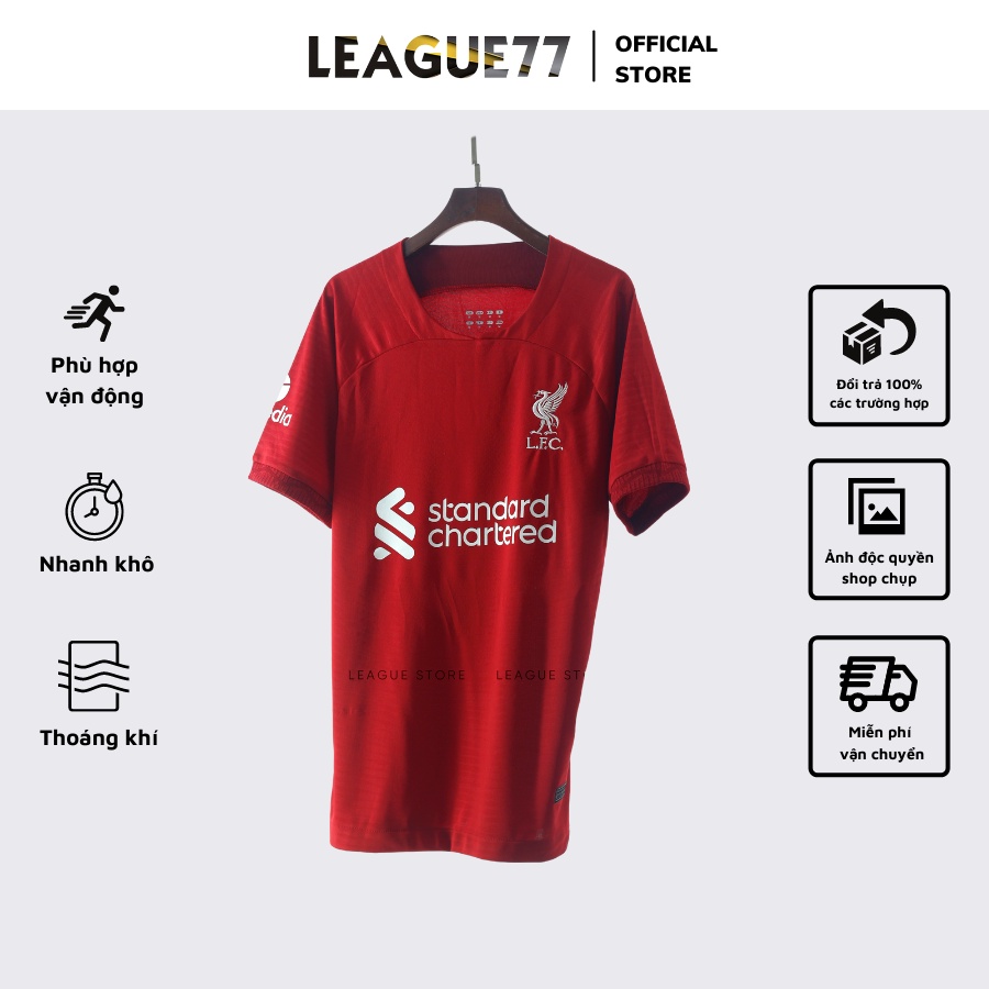 Bộ quần áo đá bóng LIV sân nhà 22/23 màu đỏ - set thể thao nam ngắn tay vải Climachill form âu Leaguestore