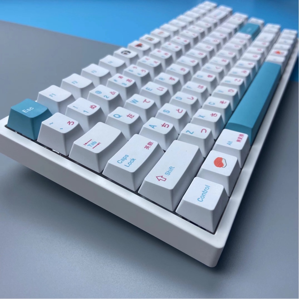 Keycap Sushi tiếng Nhật Nút bàn phím cơ không dây Cherry profile PBT 130 phím Adapts To 104/68/87/980 mechanical keyboards
