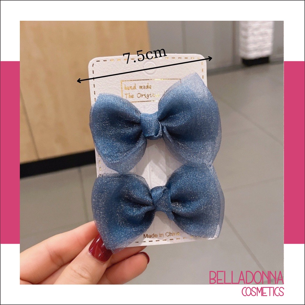 (HCM_Giao Nhanh) Set 2 Kẹp Tóc Nơ Lấp Lánh Cho Bé Gái BellaDonna ( 3 màu như hình )