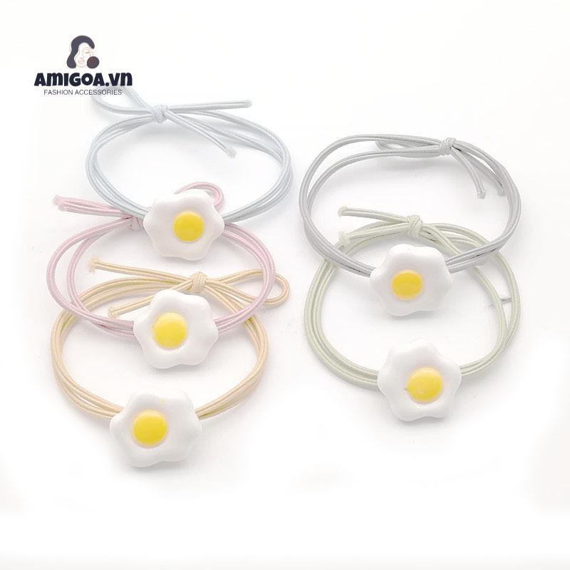 Dây Cột Tóc Cao Su Hình Quả Trứng Ghép Hình Dễ Thương