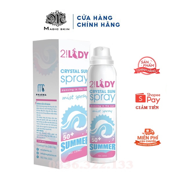 Xịt chống nắng 2!Lady Crystal Sun Spray 180ml