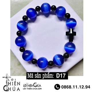 Chuỗi Mân Côi - Vòng đeo tay đá MH màu xanh đen cao cấp sáng bóng 10mm