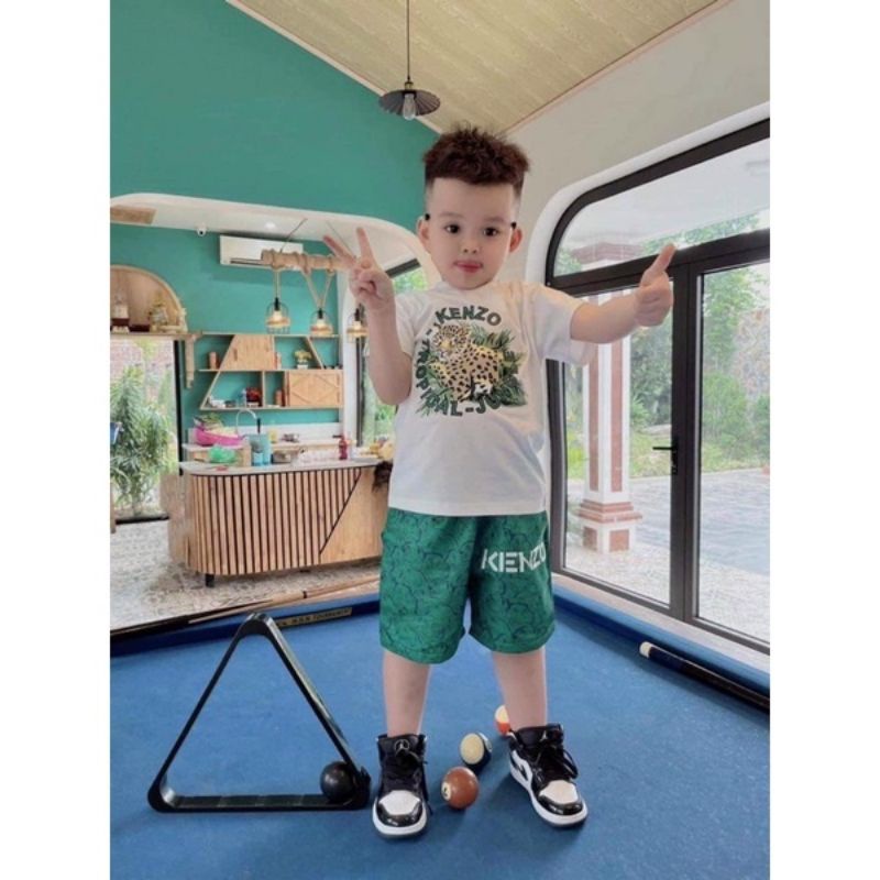 BỘ COTTON KEMZOO QUẦN XANH CHO BÉ