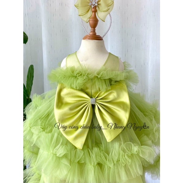 Váy công chúa bù xù xanh bơ
