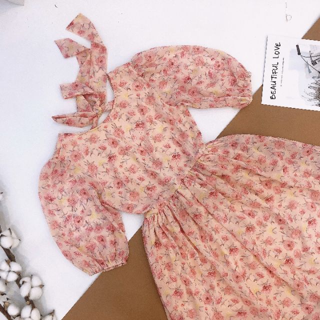 Đầm hoa hồng nơ lưng