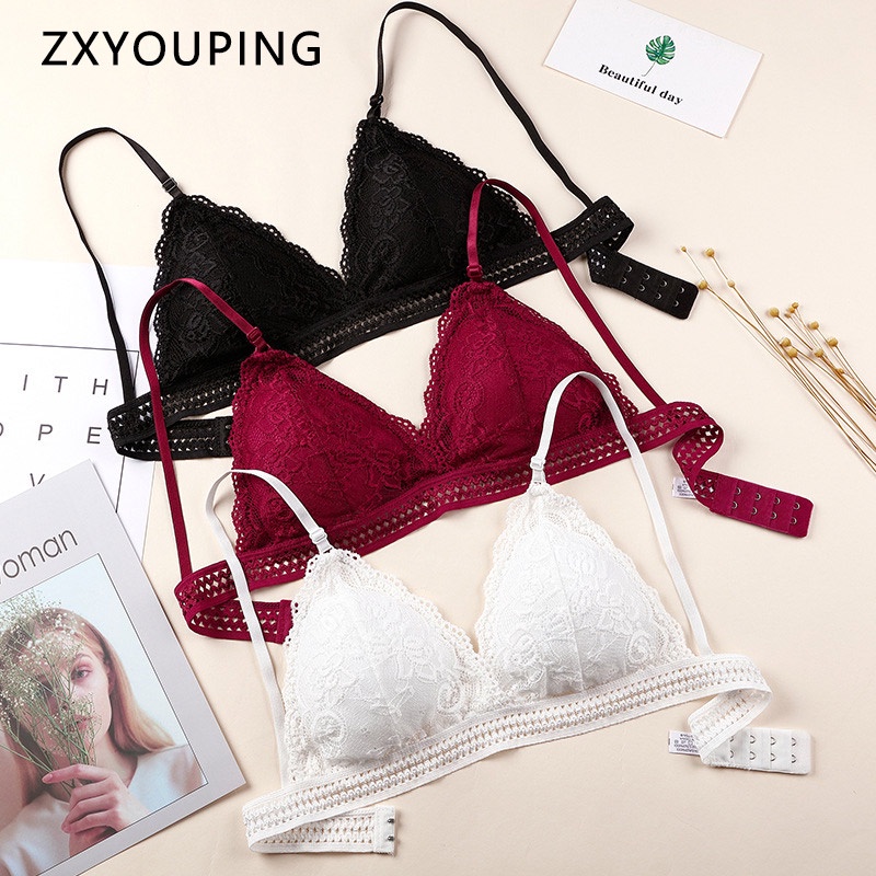 AOFEIQIKE Áo lót Không Gọng Lưng Phối Ren Thoáng Khí Thoải Mái Size M-Xl