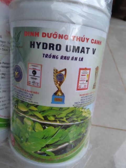 Dung dịch  Thủy Canh cho rau hydro umat v, phân nước an toàn, hiệu quả. gồm 2 chai mỗi chai 1 lít pha 200 lít