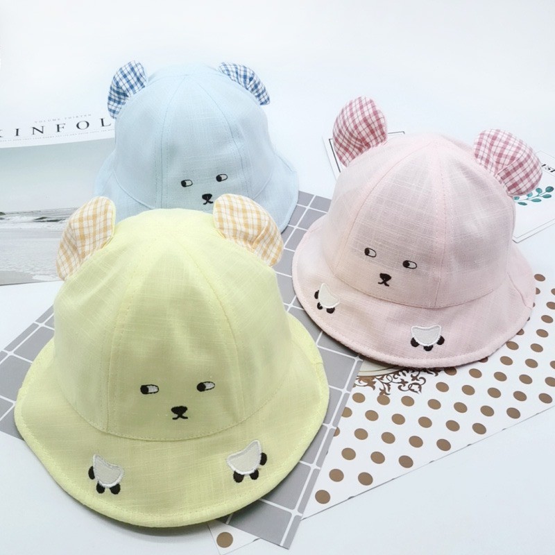 Mũ Tròn Tai Gấu Họa Tiết Hoạt Hình Cho Bé