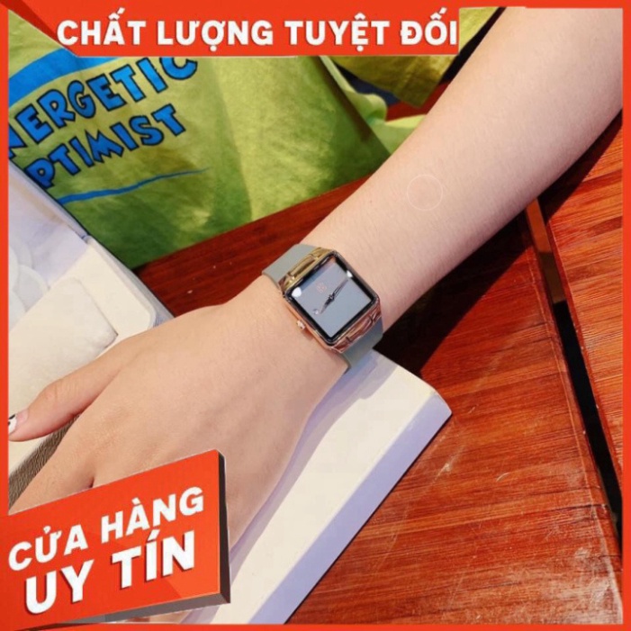 Đồng hồ nữ Guou mặt vuông dây silicone cao cấp, phong cách thời thượng bảo hành 12 tháng