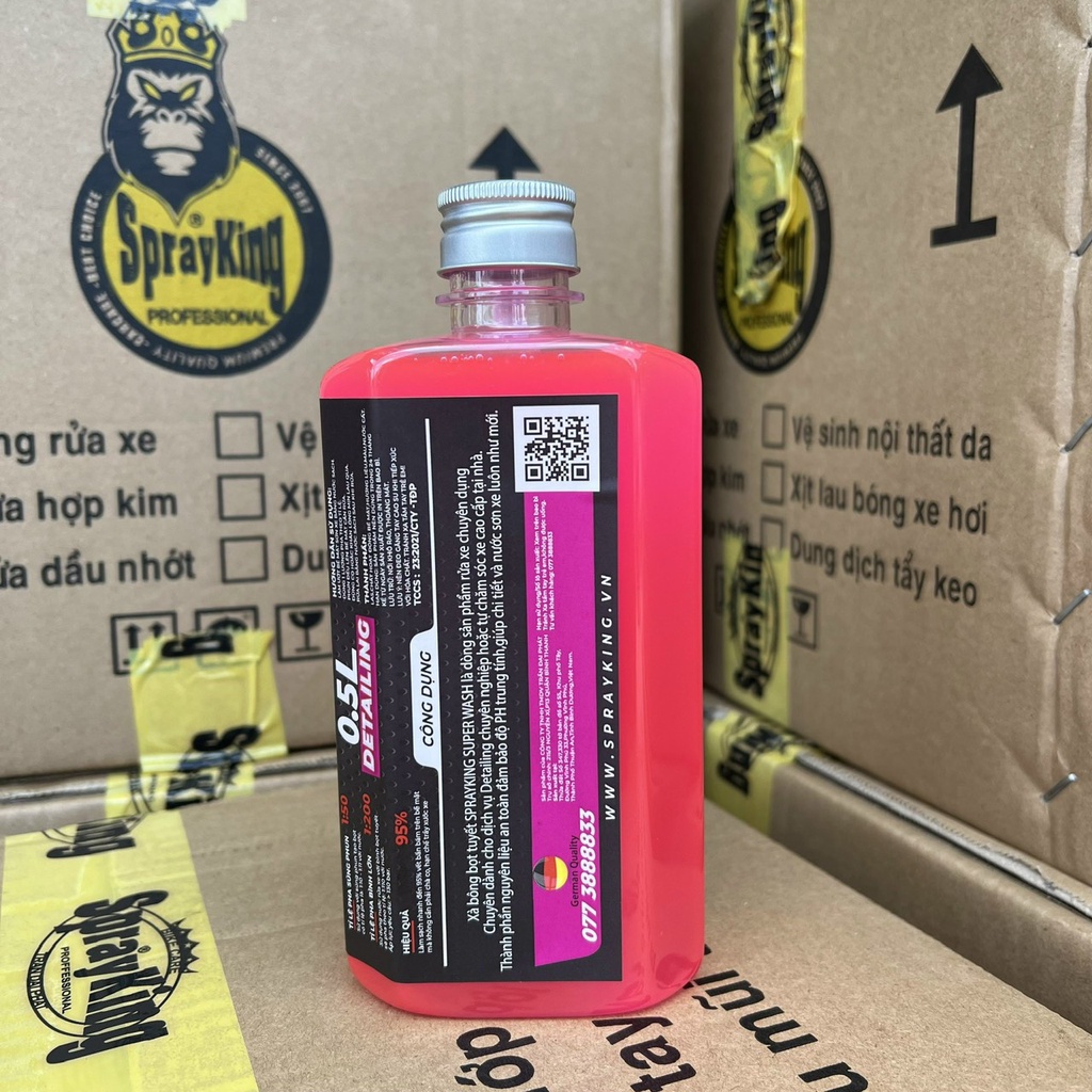 Nước rửa xe Sprayking bọt tuyết đậm đặc x3, rửa xe siêu sạch, hiệu ứng lá sen dung tích 500ml
