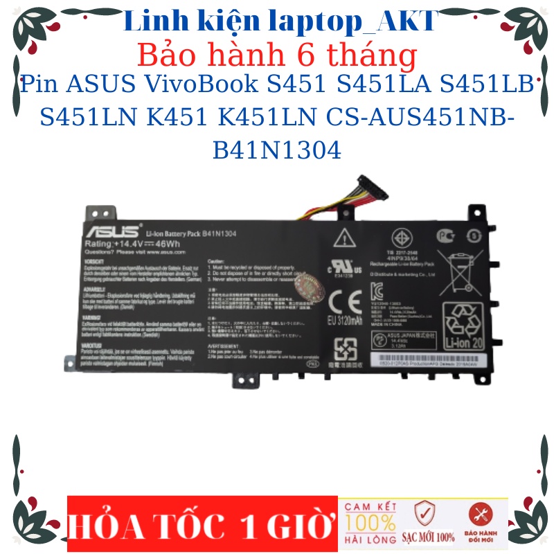 Pin Laptop ASUS VivoBook S451 S451LA S451LB S451LN K451 K451L K451LA K451LB K451LN CS-AUS451NB- B41N1304– ZIN Logo