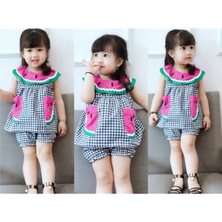 Bộ dưa hấu bé gái chất liệu vải thô