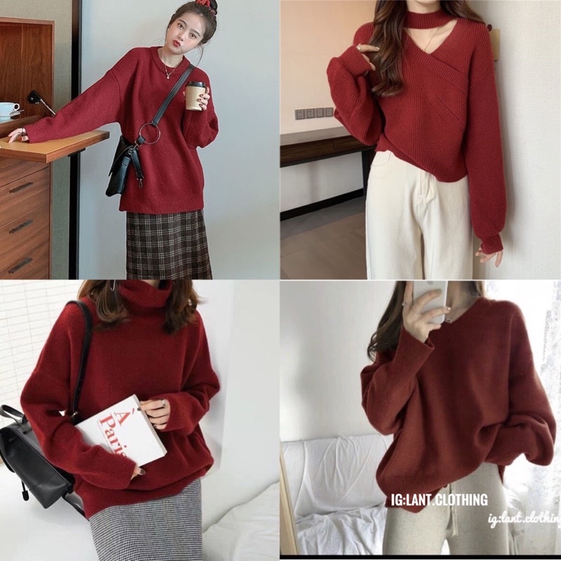 Áo len đỏ may mắn