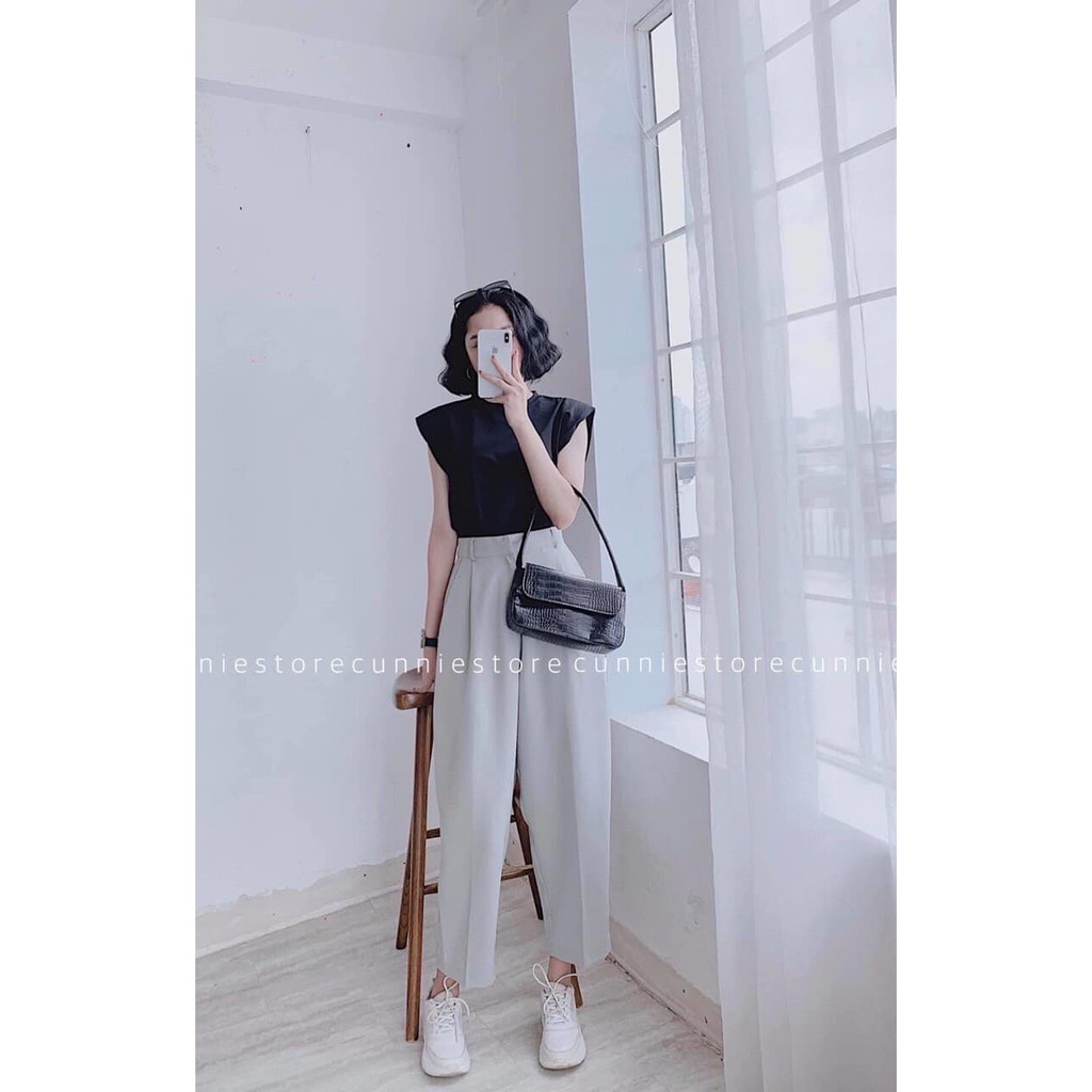 Set áo ba lỗ kèm quần baggy xám