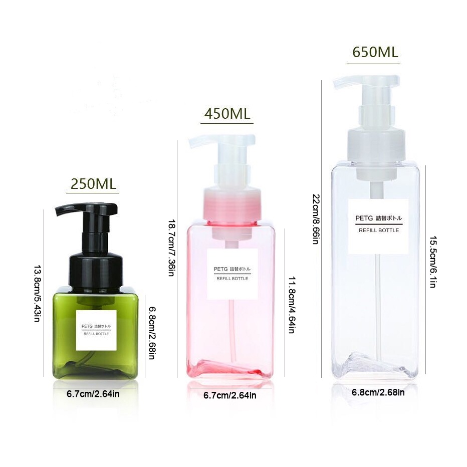 250 / 450ml Bình đựng xà phòng dạng vòi xịt , Bình chiết mỹ phẩm dạng vòi ấn dùng để chiết mỹ phẩm, dầu gội, sữa tắm, tiện dụng-Không có label