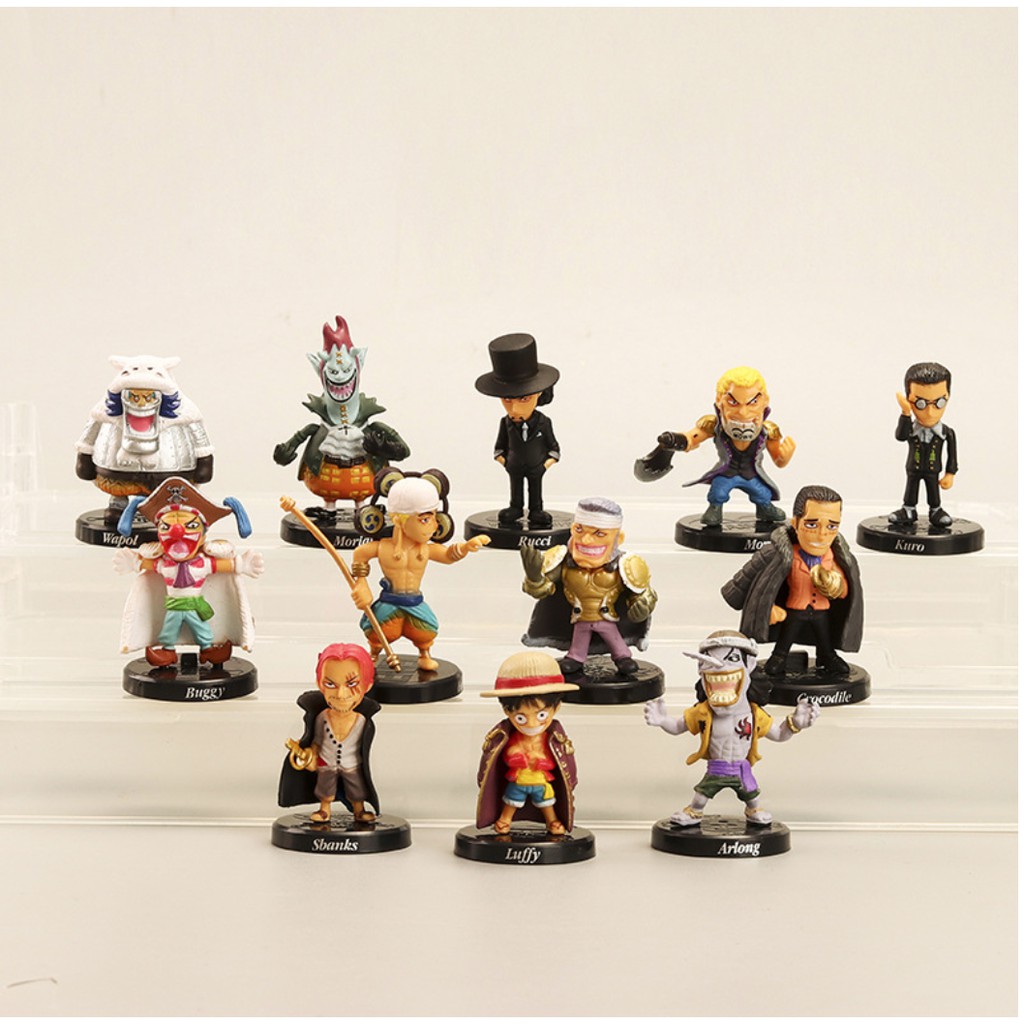 Combo 12 mô hình Truy tìm kho báu hải tặc- One Piece - Crocodile Buggy Enel Wapol Moriah Luffy Shanks Arlong