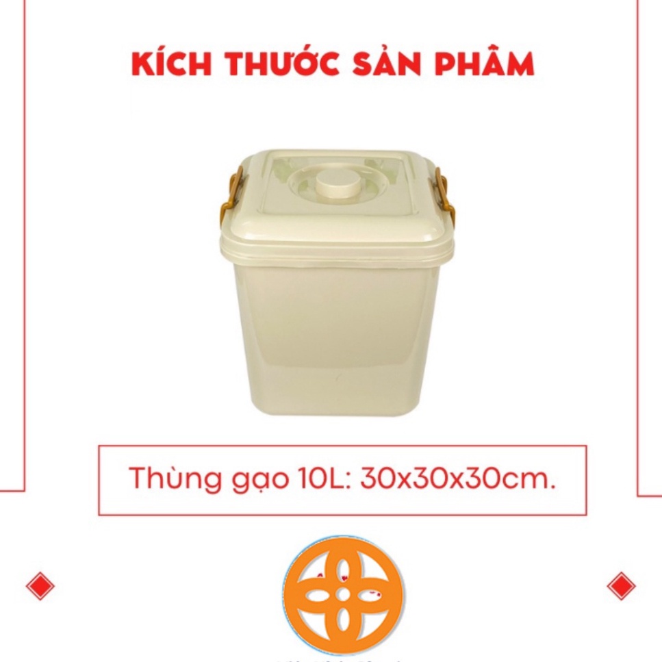 Thùng đựng gạo 10l nhựa Việt Nhật, thùng nhựa đựng thực phẩm có nắp 5351