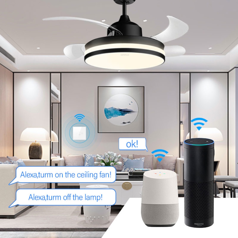 Wifi Thông Minh Quạt Trần Đèn Cần Trung Lập Smartlife/Tuya Ứng Dụng Tốc Độ Điều Khiển Từ Xa Điều Khiển Alexa Google Home