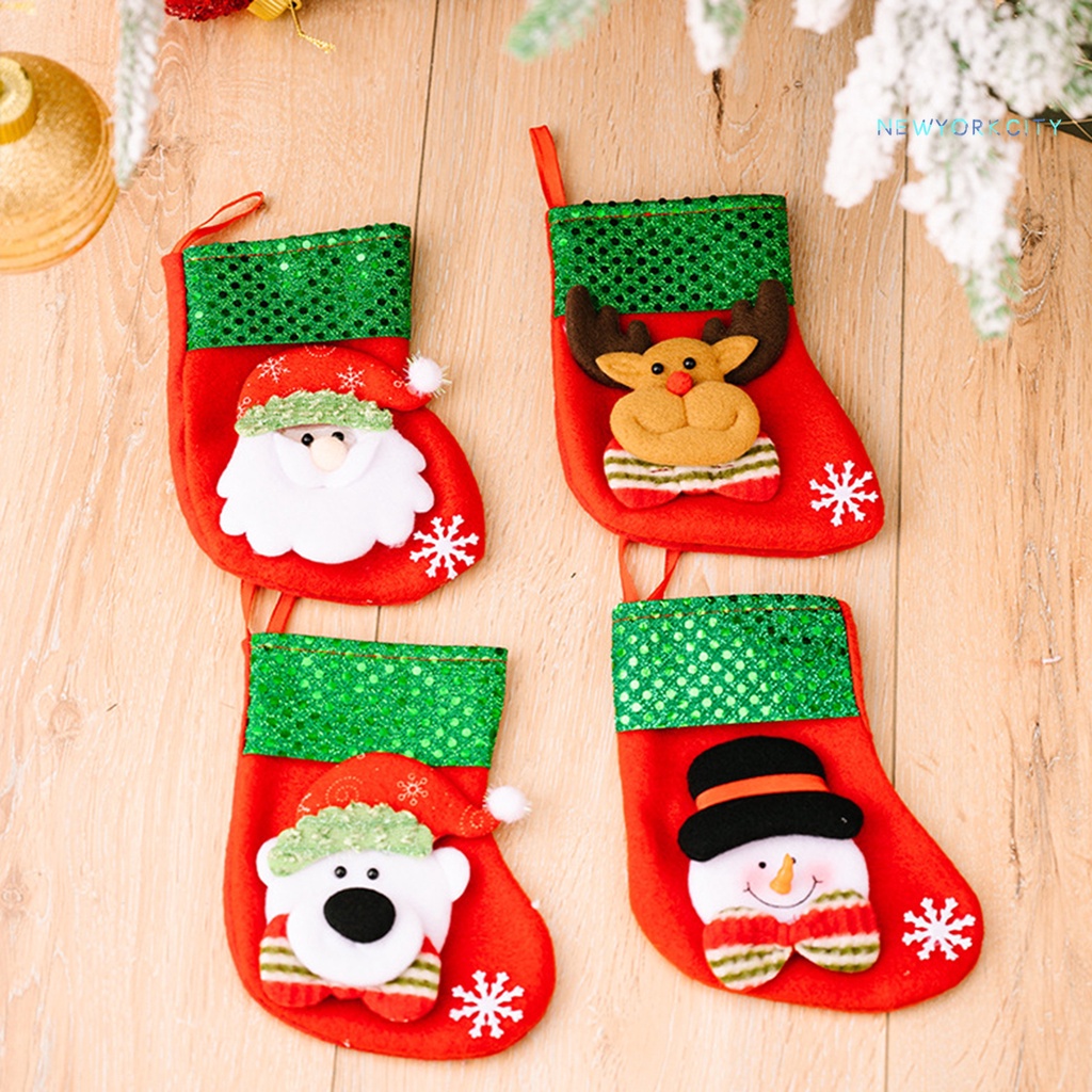 Vớ Họa Tiết Giáng Sinh Đính Kim Sa Lấp Lánh Dễ Thương